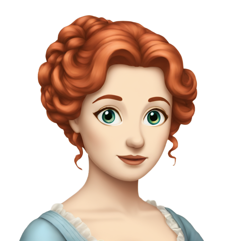 genmoji : Dame de l'époque Régence, cheveux roux, yeux bleu clair