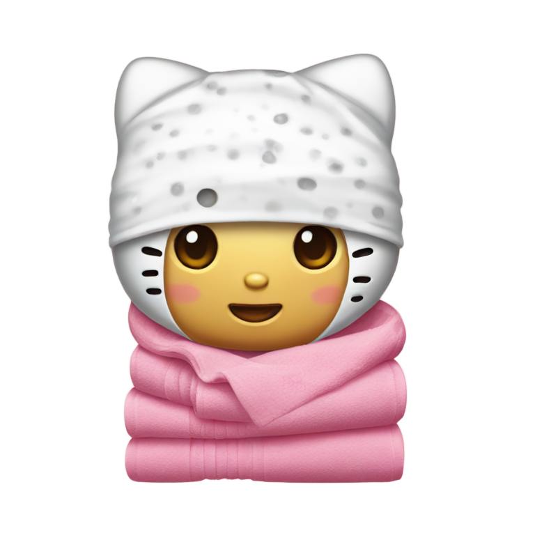 genmoji：头上缠着毛巾的Hello Kitty