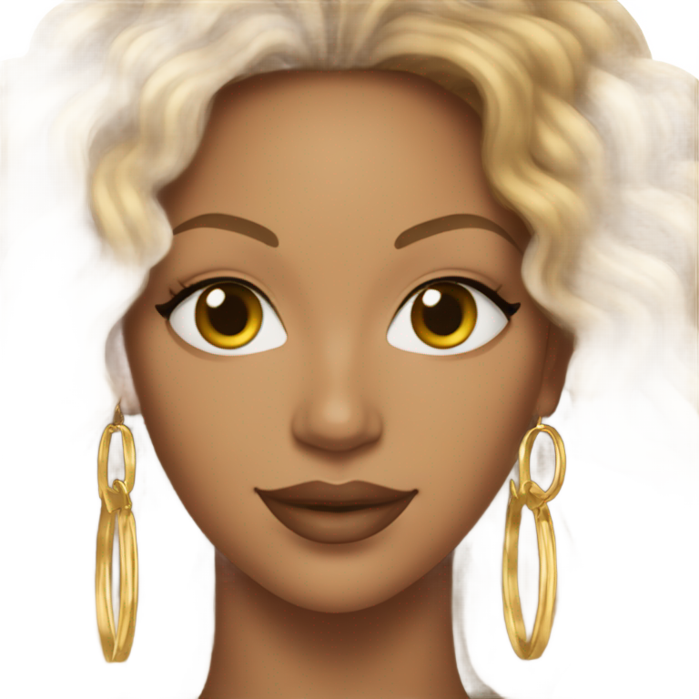 genmoji: Beyonce exactly like this image with large gold hoop earrings and darker skin