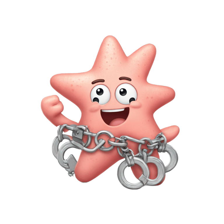 絵文字：Patrick Star in handcuffs