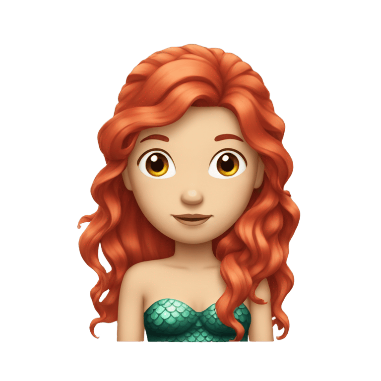 genmoji : A red-haired mermaid with her hair down