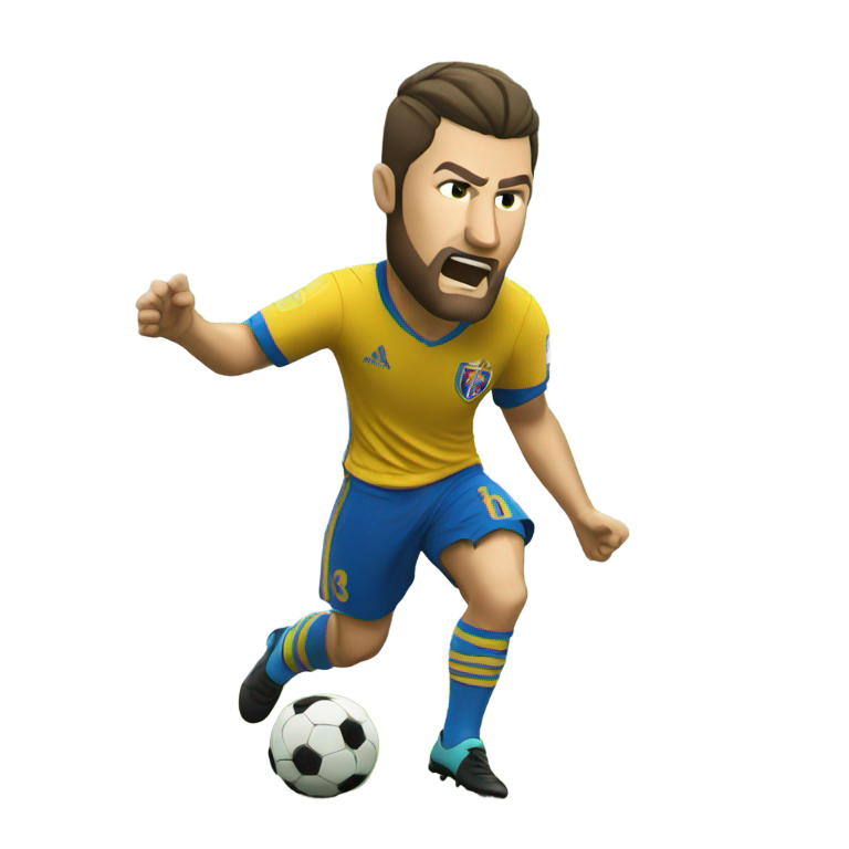絵文字：アンドレ・ジニャックが怒ってサッカーボールを蹴る