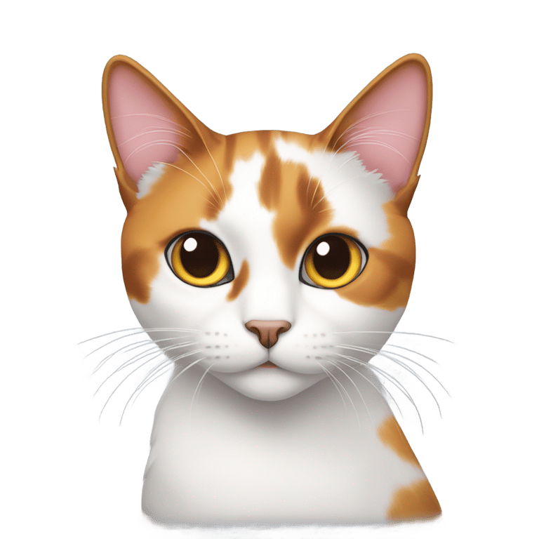 genmoji: calico cat with a colored tail and head and a completely white body