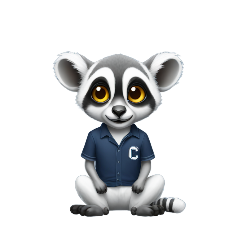 genmoji : Un lémurien portant un t-shirt avec l'inscription "Université du Connecticut"