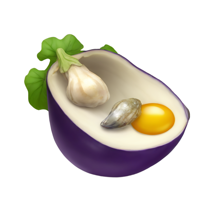 genmoji : Une aubergine et un huître en zazen