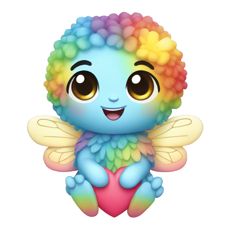 genmoji：毛绒可爱蝴蝶，抱着彩虹心
