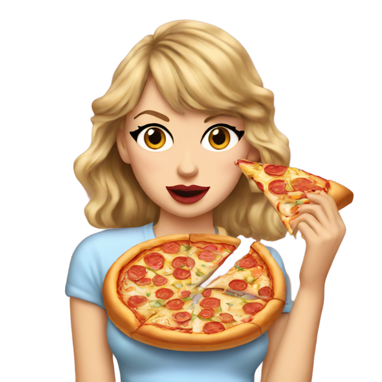genmoji : Taylor Swift mangeant une pizza