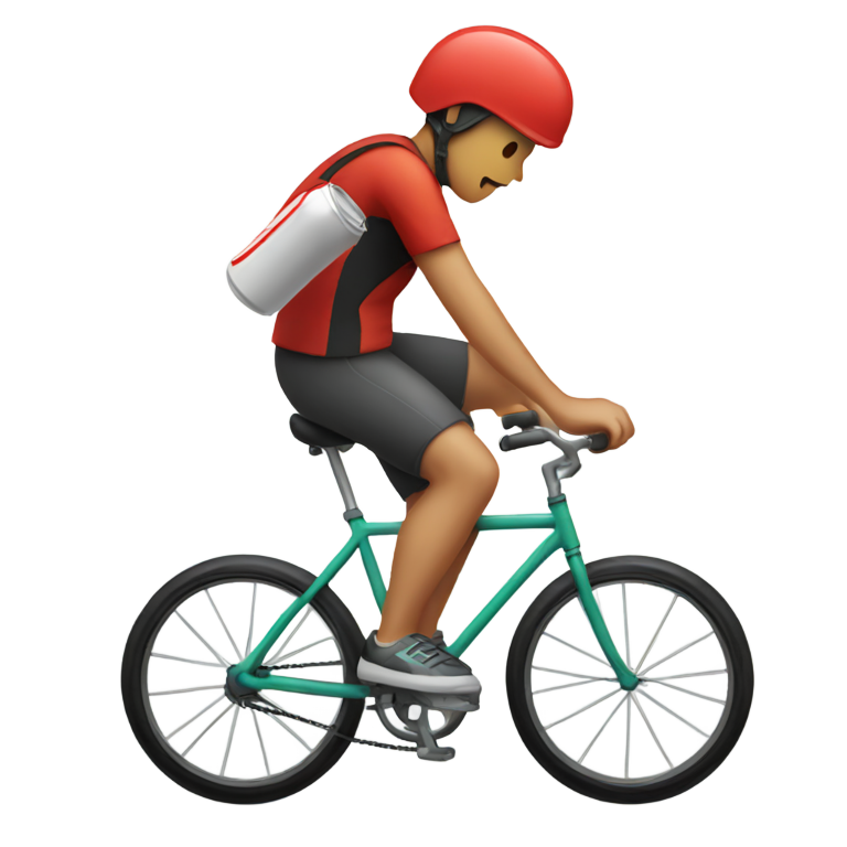 絵文字：顔のないソーダカップが自転車に乗っている