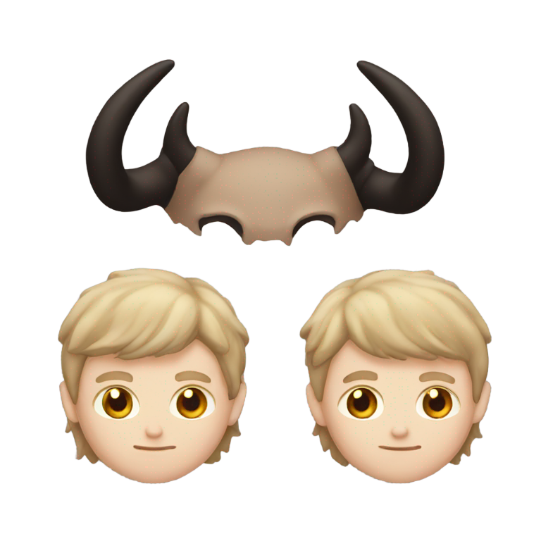 絵文字：茶色の髪と黒い悪魔の角を持つ白人少年