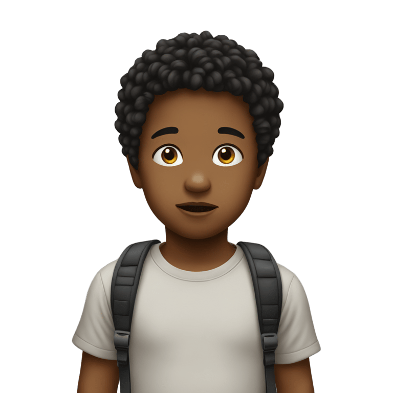 genmoji : a fair young toddler with black here, confused