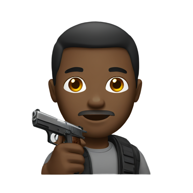 genmoji: Black man with pistol