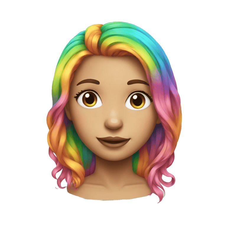 genmoji：女孩脸彩虹头发