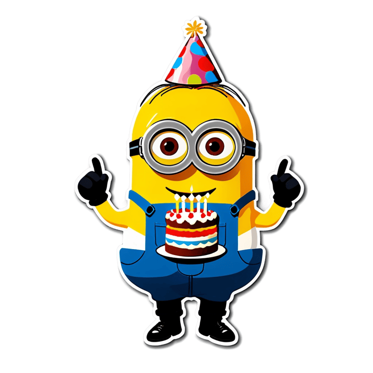 genmoji: A minion holding a birthday cake