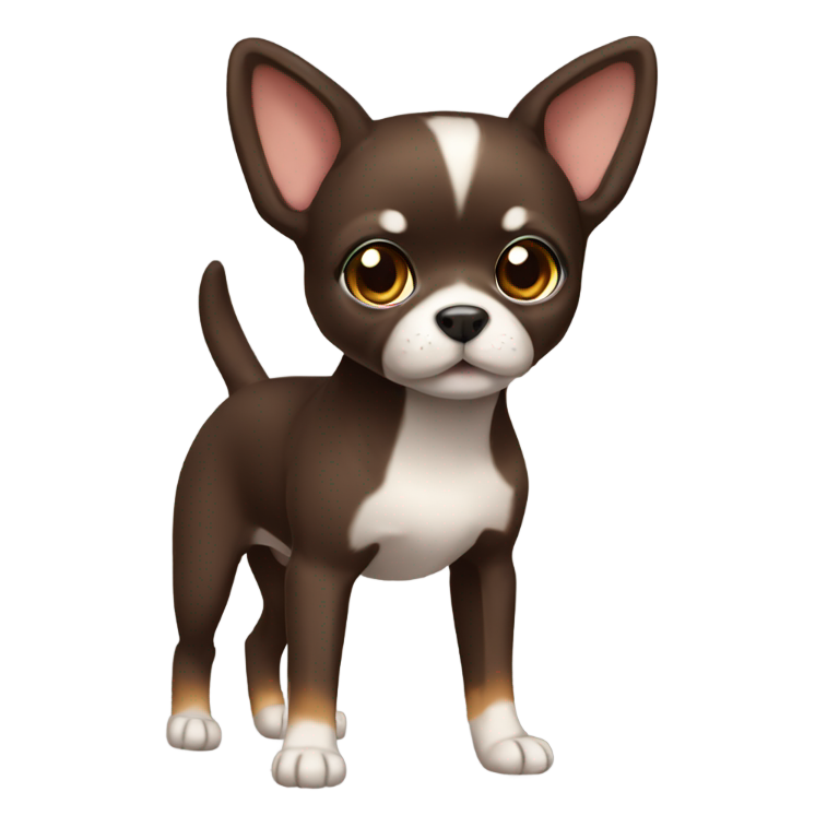 genmoji : Petit chihuahua brun foncé mignon en pied