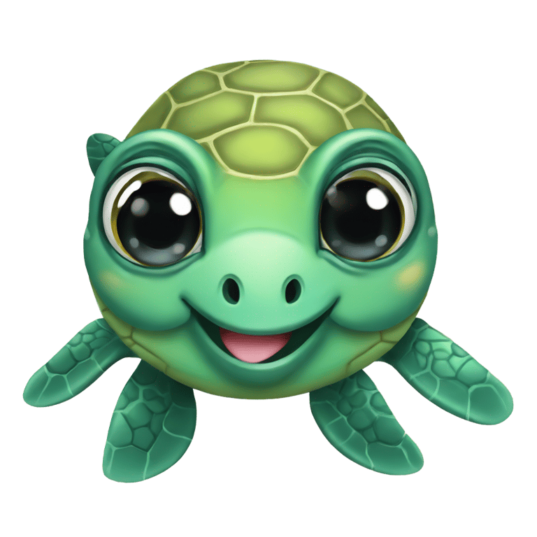 genmoji : A cute sea turtle with black and cutes eyes