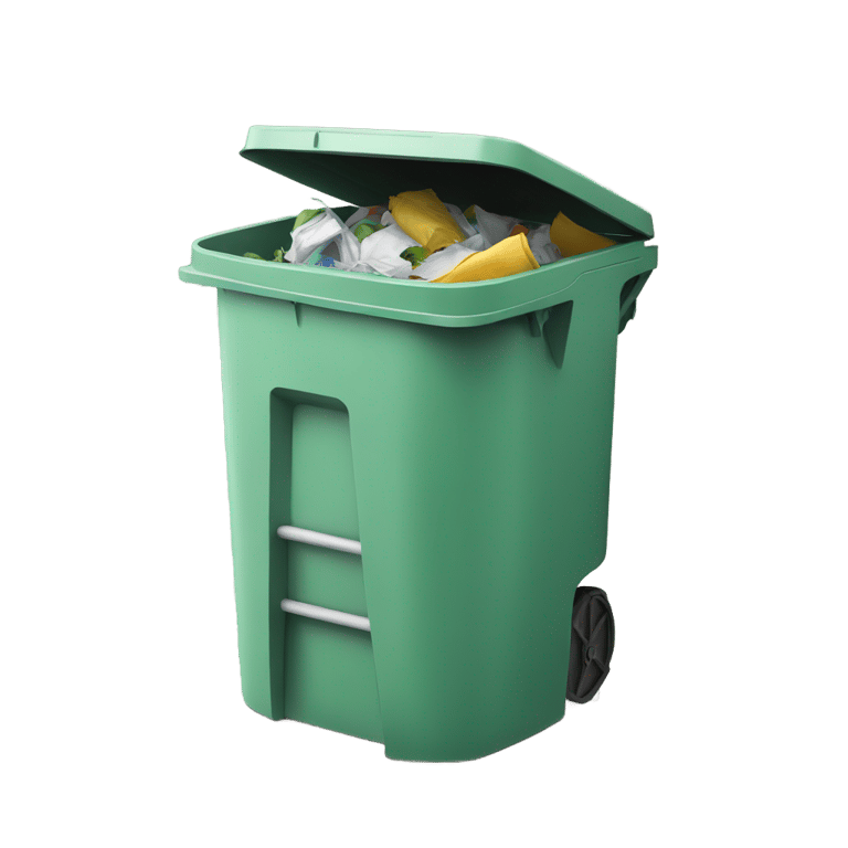 genmoji : A city garbage can open in profile. The lid does not touch the container