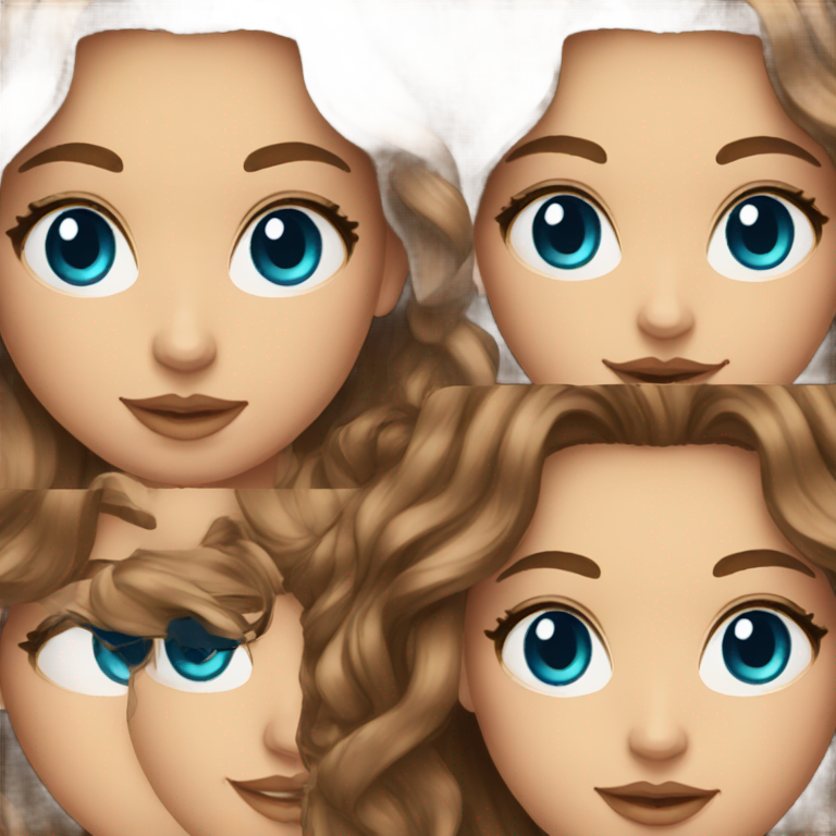 genmoji：蓝眼睛、长卷棕发、化妆的女孩