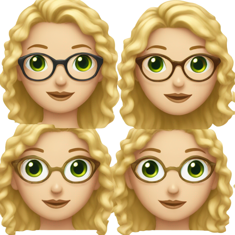 genmoji : première fille blonde - cheveux lisses, sans lunettes, yeux bleus et peau claire
deuxième fille blonde - cheveux bouclés, avec lunettes, yeux verts et peau normale