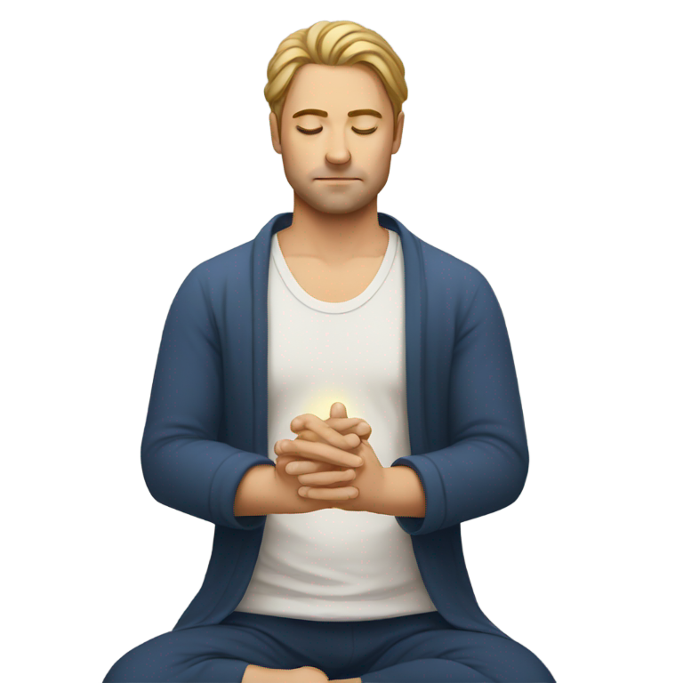 genmoji: european man meditating with eyes closed