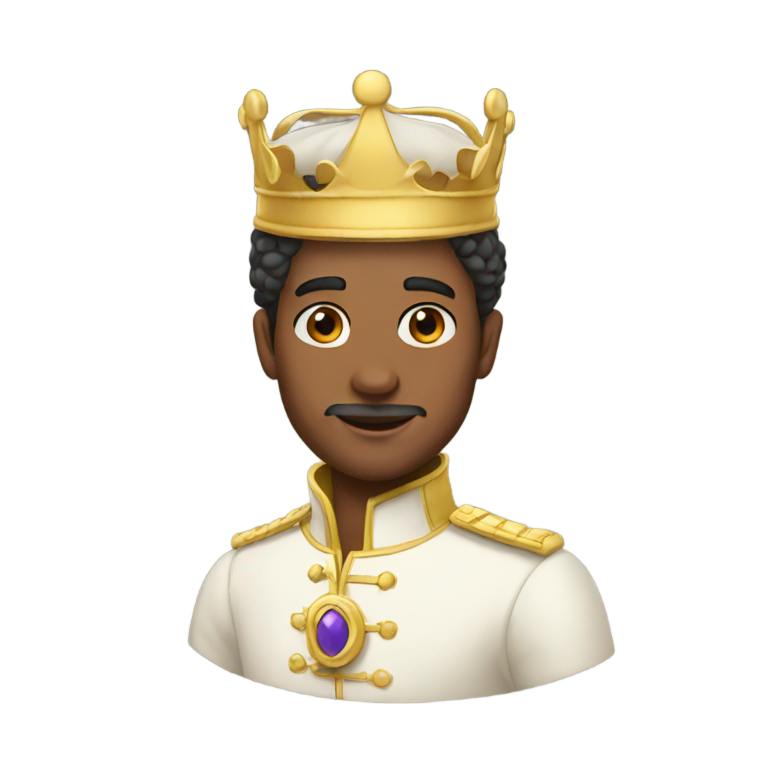 genmoji : Prince avec une casquette royale, sans cheveux