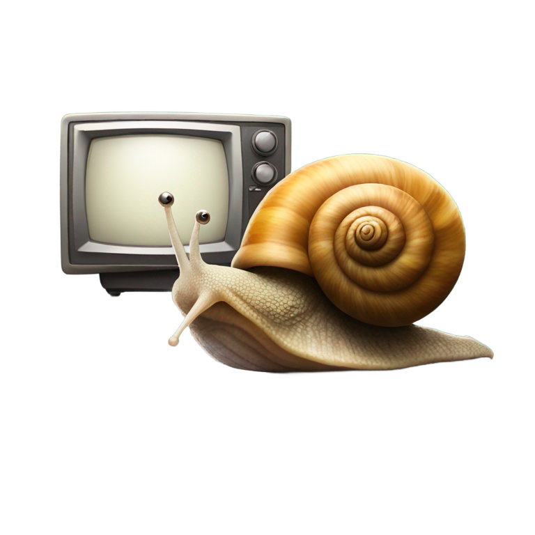 genmoji：一只蜗牛在看电视