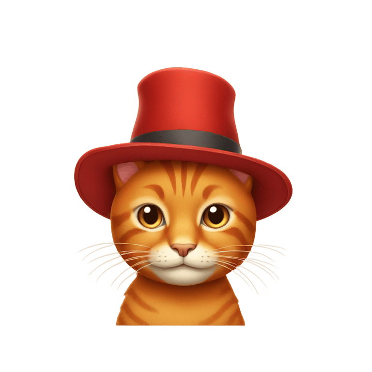 絵文字：a red cat with a hat