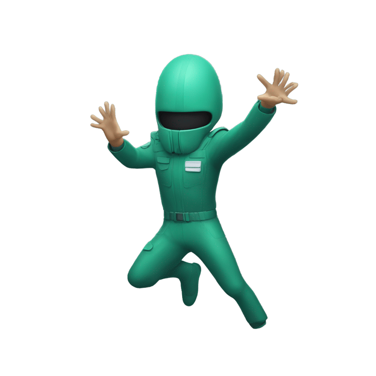 genmoji：A squid game guard making an X with his arms