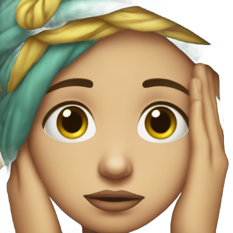 genmoji：戴头巾的悲伤哭泣脸