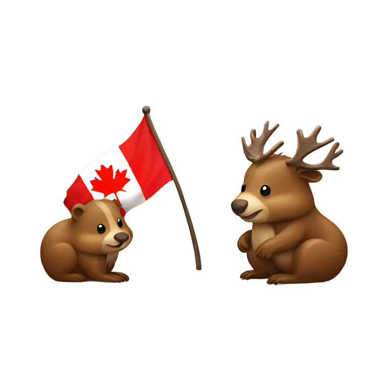 genmoji: Beaver and Moose with Canadian Flag
