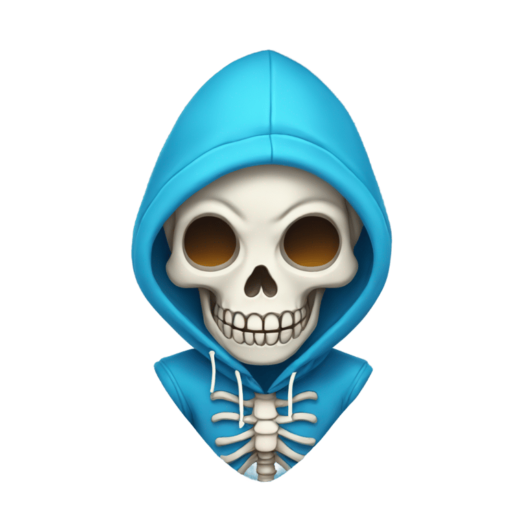 genmoji：一个穿着蓝色夹克的开心的骷髅头
