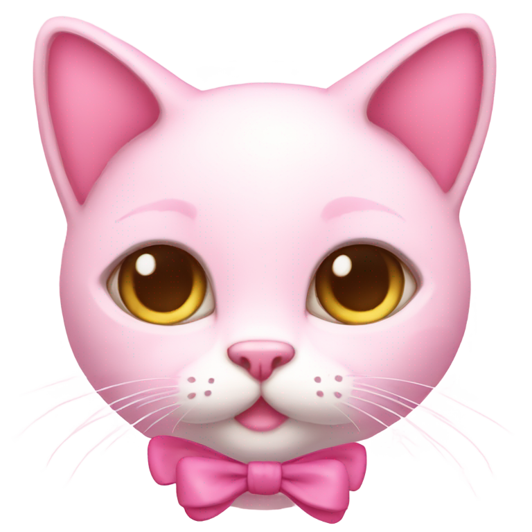 genmoji : Chat vanille rose avec des nœuds roses et un chaton