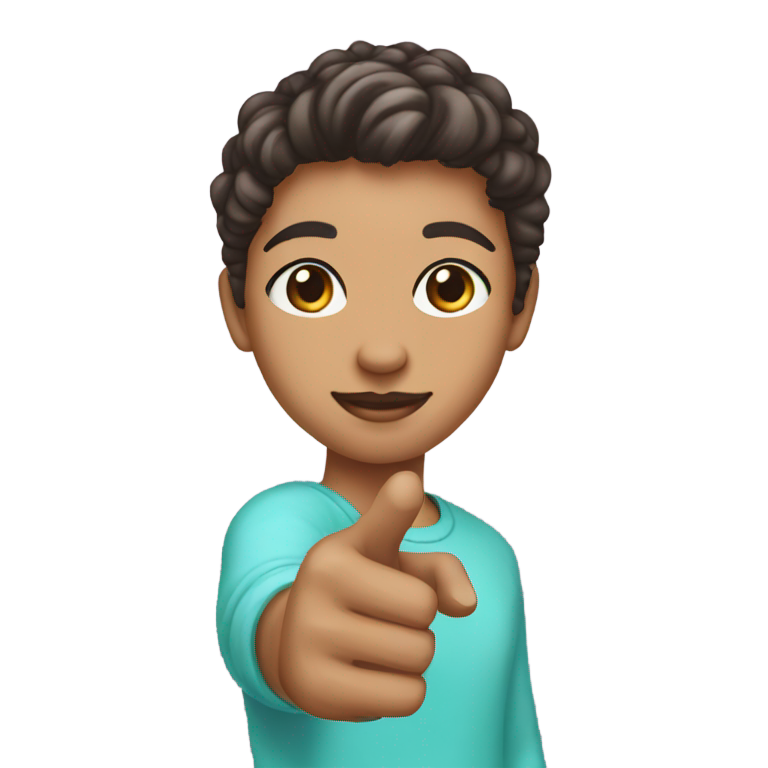 genmoji: Create hand with light skin , pointing down like 👇🏻, sleeves should be Tiffany colour