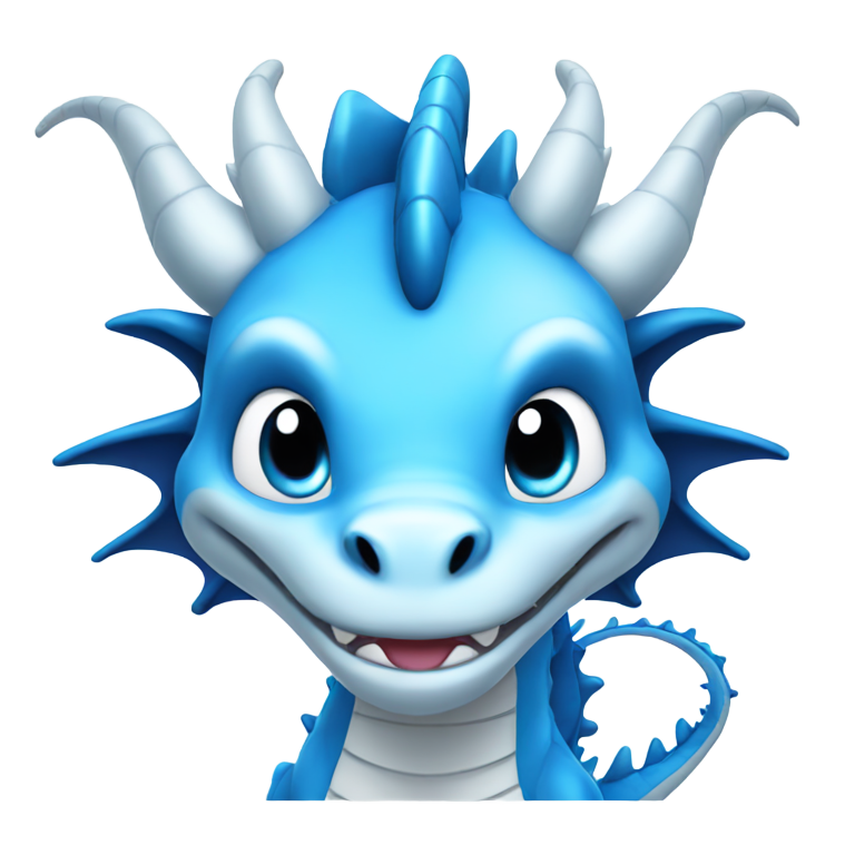 genmoji：卡通蓝白龙，蓝眼睛