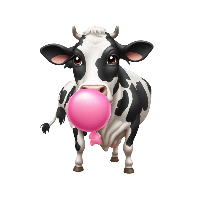 genmoji : Cow blowing gum