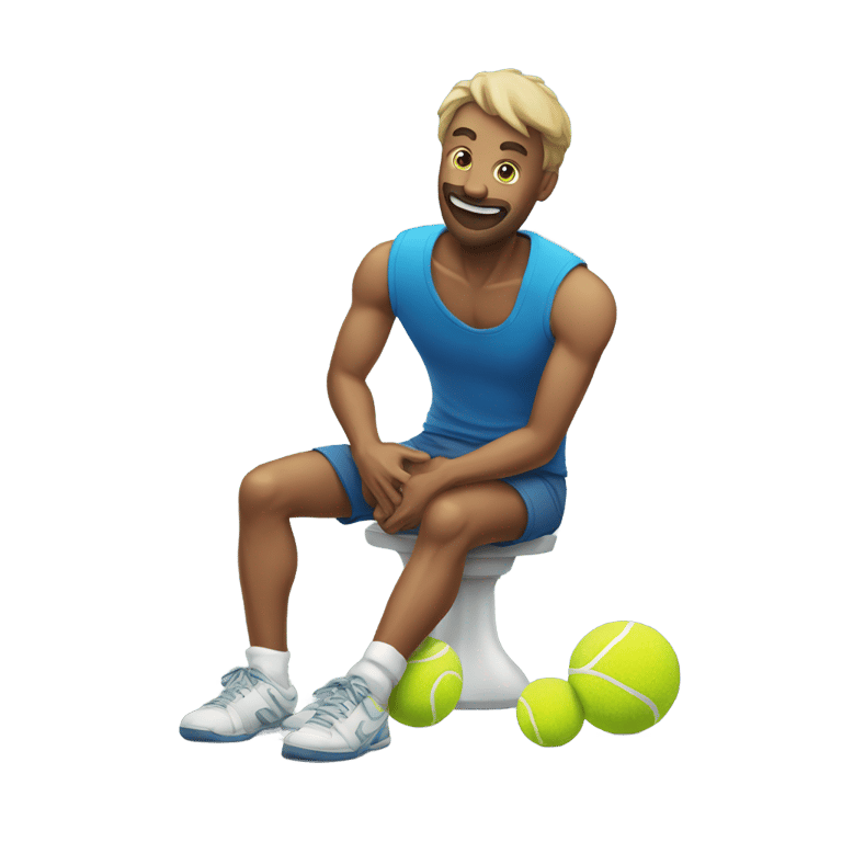 genmoji: A man pooping a tennis ball