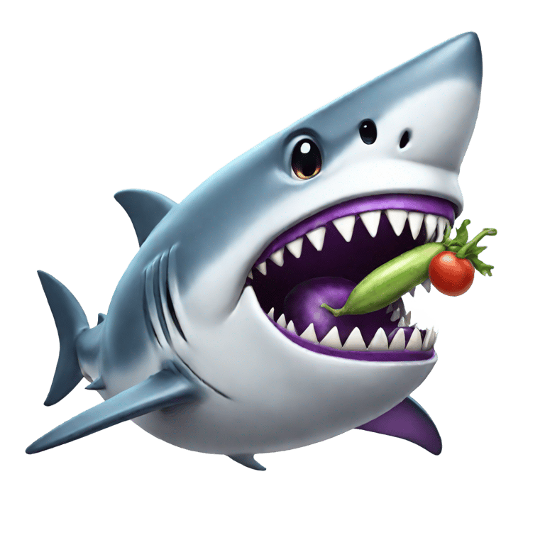 絵文字：Shark with eggplant in its mouth
