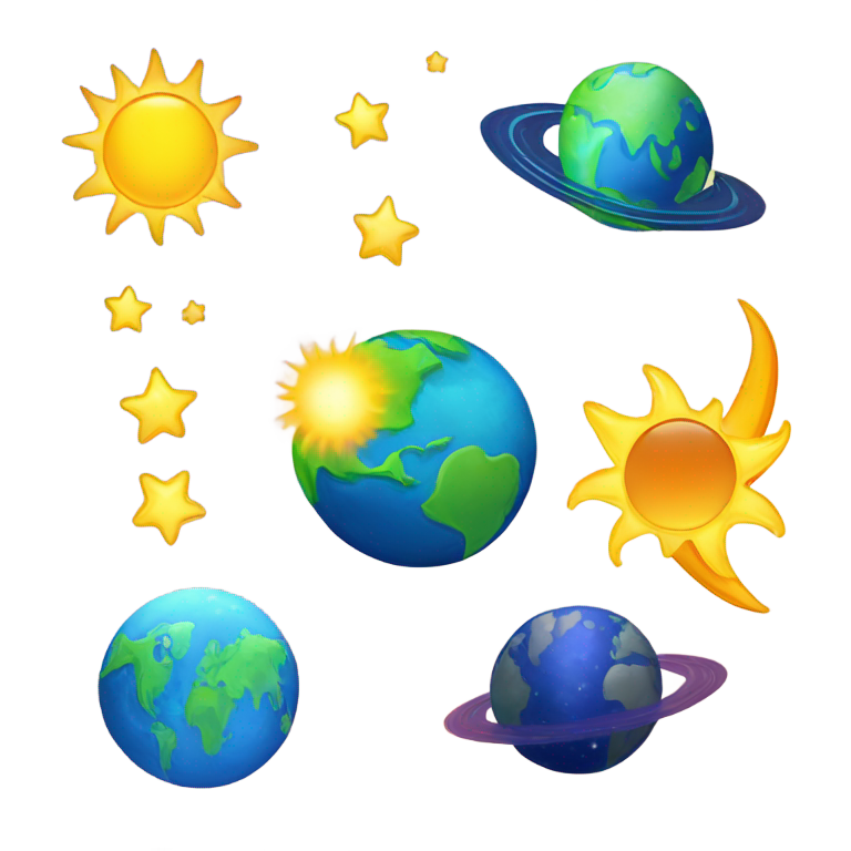 genmoji: ☀️☄️🌙🌠🌌🌍🌎🌏🪐