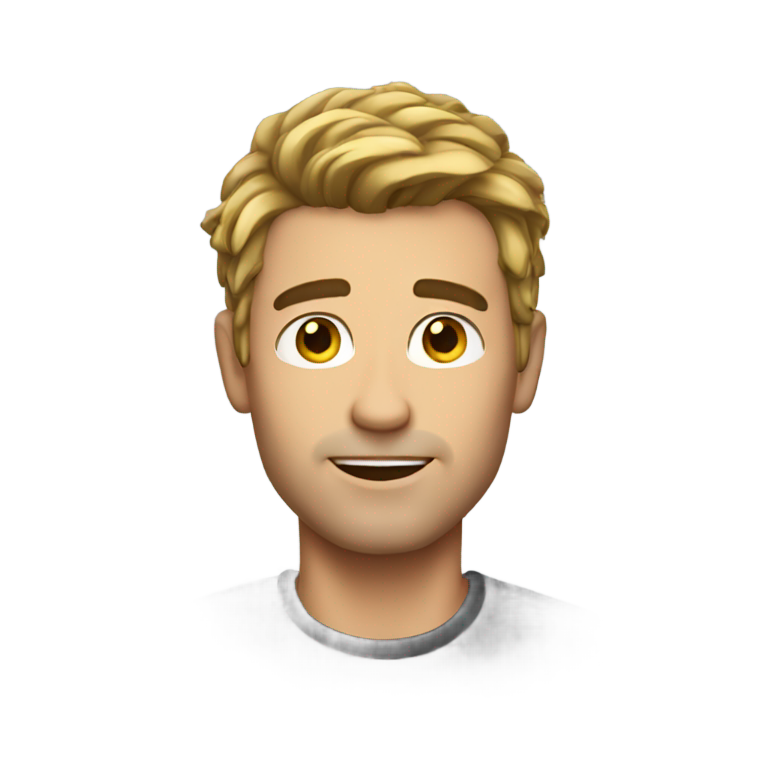 genmoji: man with an incredibly jawline and a horrible haircut