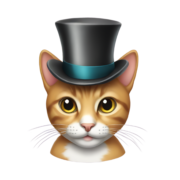 genmoji: a cat wearing a top hat