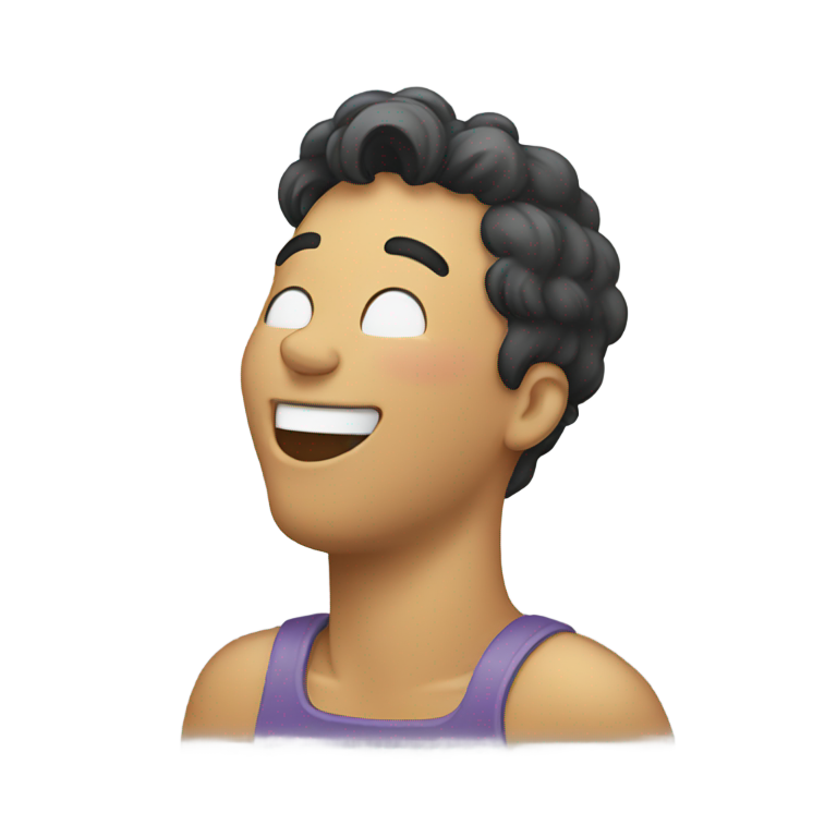 genmoji : Une personne tenant son cou en riant