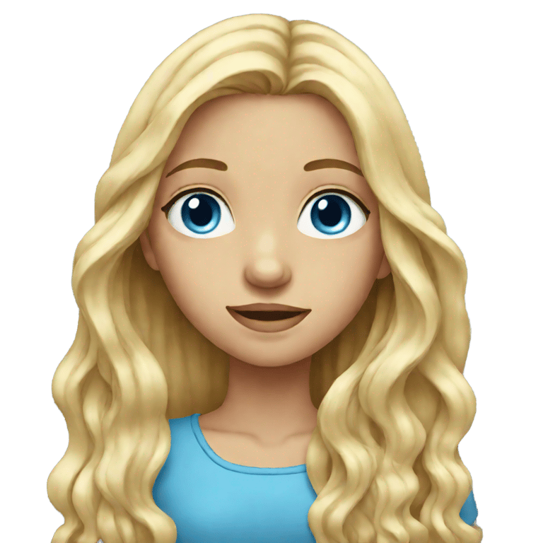genmoji：蓝眼睛的女孩，长发金色略微波浪