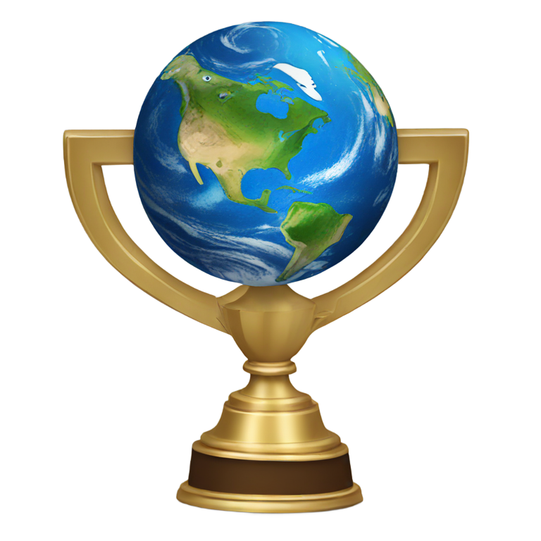 genmoji: a trophy with the planet earth on top