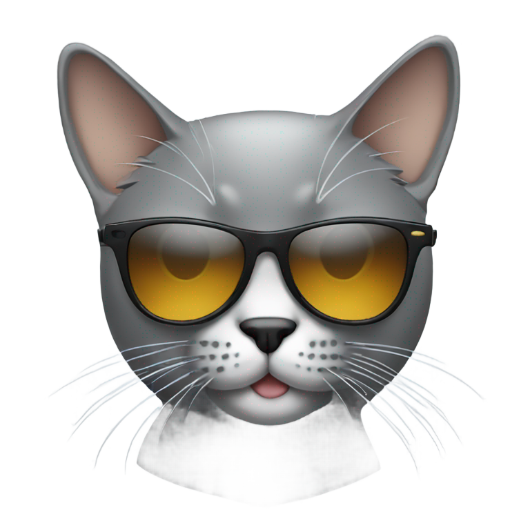 genmoji : Gray words "Cat wearing sunglasses"
