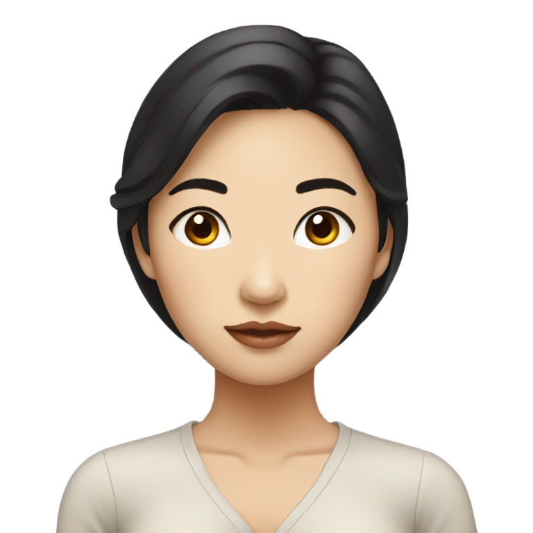 genmoji : Femme asiatique soumise aux cheveux noirs