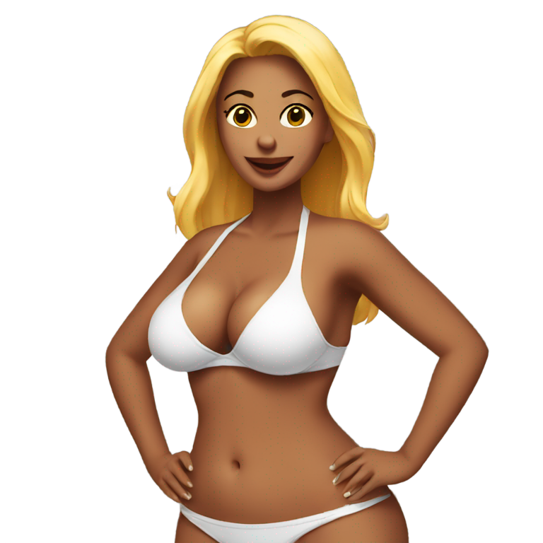 genmoji: Big boobs woman in a bikini