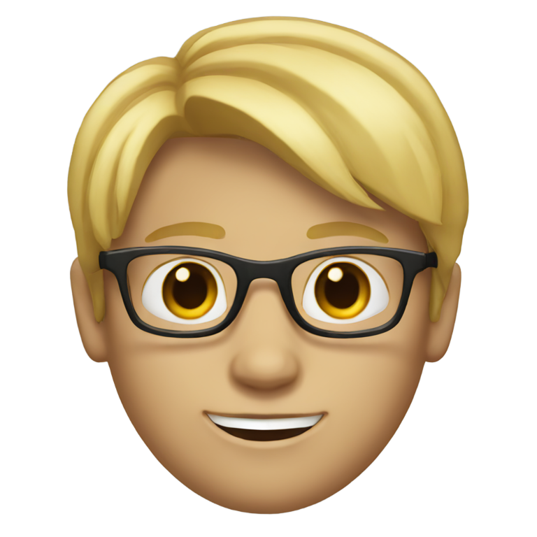 genmoji：金发戴眼镜的男孩，侧分发型，名叫Sam，写实风格