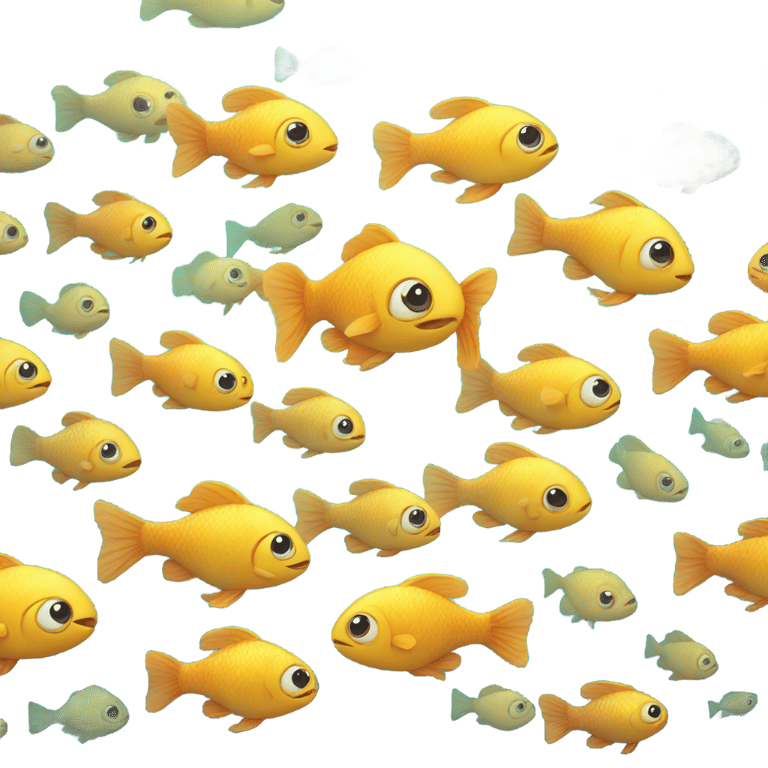 genmoji : A group of cute baby fish in the sea