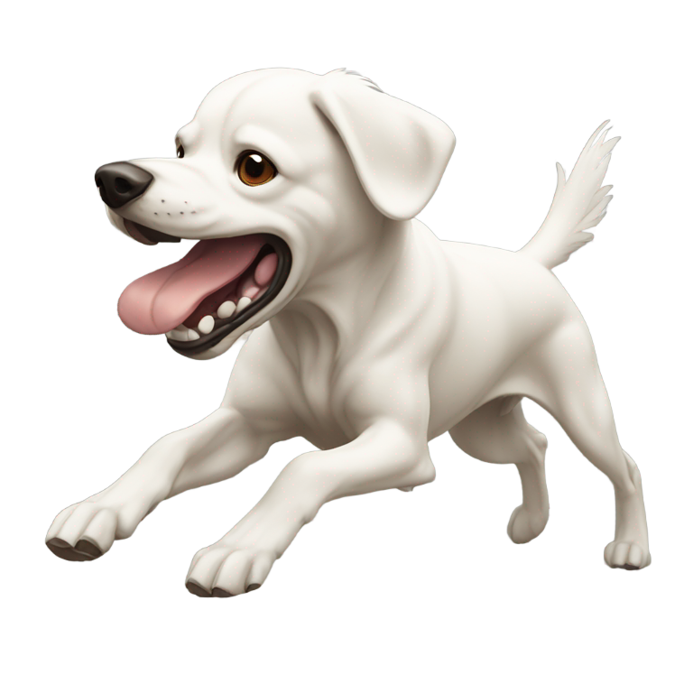 genmoji : Chien d'oiseau attaquant une figure blanche molle