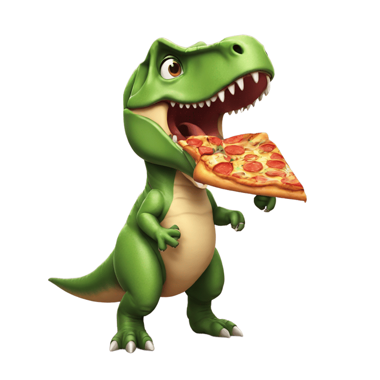 絵文字：t-rex eating pizza