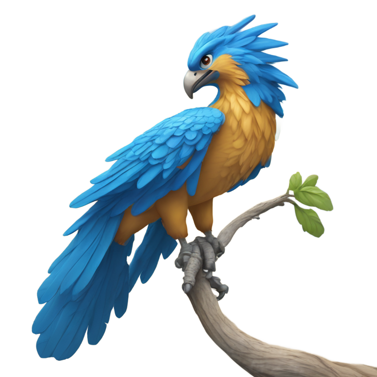 genmoji: un phénix bleu sur font de plain l'une